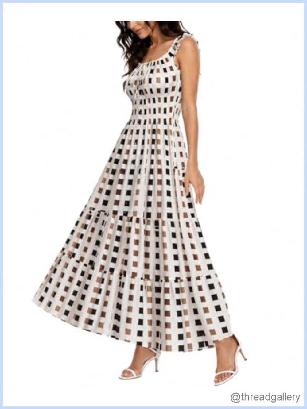 Women's Boho Floral Tiered Sleeveless Flowy Maxi Dress Summer Casual